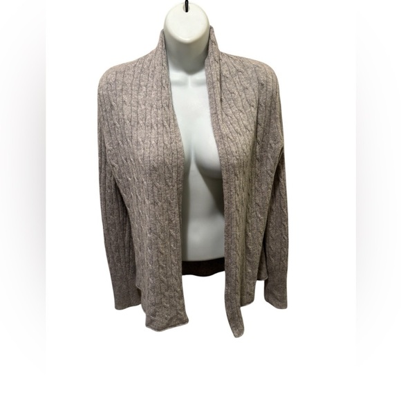 White + Warren Cashmere Cable Knit Cardigan Sz S Gray Heather Open Front LS - Picture 2 of 6